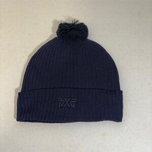 PXG Hat Beanie Rib Knit Cuff Pom Peacoat Blue One Size Mens Golf OSFM